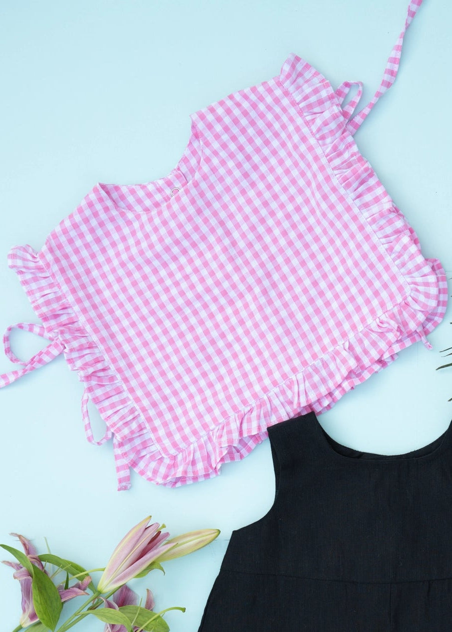 Cotton Ruffle Baby Bib -Pink