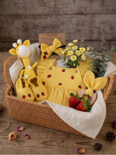 Load image into Gallery viewer, Baby Girl Gift Hamper with Muslin Swaddle and Toy- Yellow Sunshine
