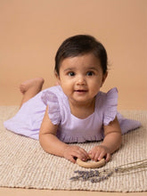 Load image into Gallery viewer, Pure Ruffle Baby Dress with Bloomers | Mull Cotton - Purple

