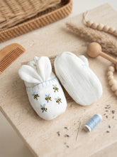 Load image into Gallery viewer, Bumble Bee Booties for Girls | Embroidered - Off -White
