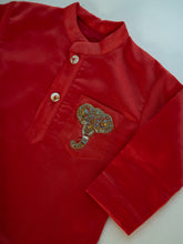 Load image into Gallery viewer, Royal Elephant | Boys Chanderi Silk Kurta and Pyjama | Red

