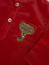 Load image into Gallery viewer, Royal Elephant | Boys Chanderi Silk Kurta and Pyjama | Red
