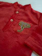 Load image into Gallery viewer, Royal Elephant | Boys Chanderi Silk Kurta and Pyjama | Red
