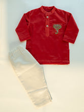 Load image into Gallery viewer, Royal Elephant | Boys Chanderi Silk Kurta and Pyjama | Red
