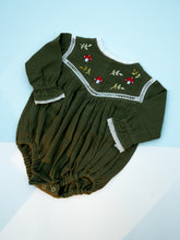 Load image into Gallery viewer, Baby Girl Lace Romper | Cotton | Olive Green
