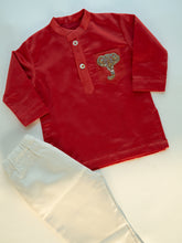 Load image into Gallery viewer, Royal Elephant | Boys Chanderi Silk Kurta and Pyjama | Red
