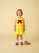 Load image into Gallery viewer, Yellow Check Rakhi Gift Hamper for Sister - Vintage Dress &amp; Handmade Doll
