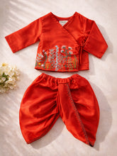 Load image into Gallery viewer, Jamna Set for Newborn Boys | Chanderi Silk | Red
