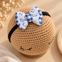 Load image into Gallery viewer, Newborn Mini Bow | Hair Clips | Headband | Blue Check
