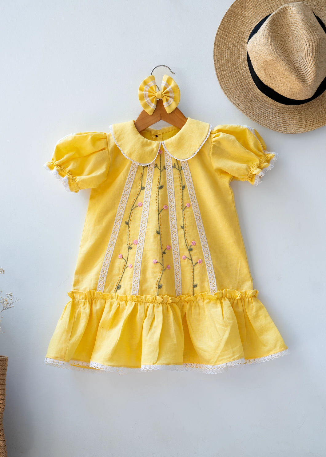 Lace Dress for Girls | Cotton | Yellow