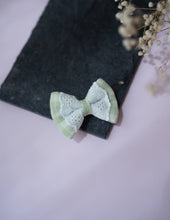 Load image into Gallery viewer, Green Check Mini Bow for Infants |Hair Clip | Headband
