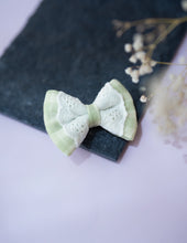 Load image into Gallery viewer, Green Check Mini Bow for Infants |Hair Clip | Headband
