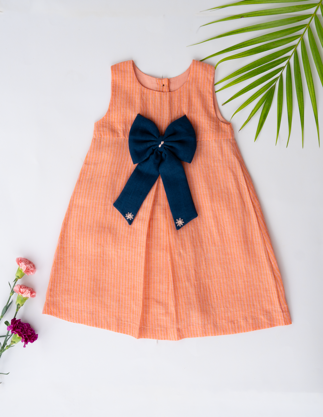 Vintage Bow Dress For Girls | Handwoven Cotton