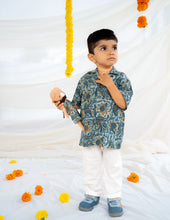 Load image into Gallery viewer, Cotton Shirt for Kids | Classic Collar | Indigo Print
