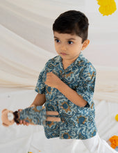 Load image into Gallery viewer, Cotton Shirt for Kids | Classic Collar | Indigo Print
