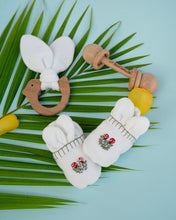 Load image into Gallery viewer, Bunny Ear Wooden Baby Teether White
