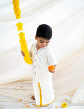 Load image into Gallery viewer, Handwoven Cotton Shirt for Kids |  Spread Collar | Off-White
