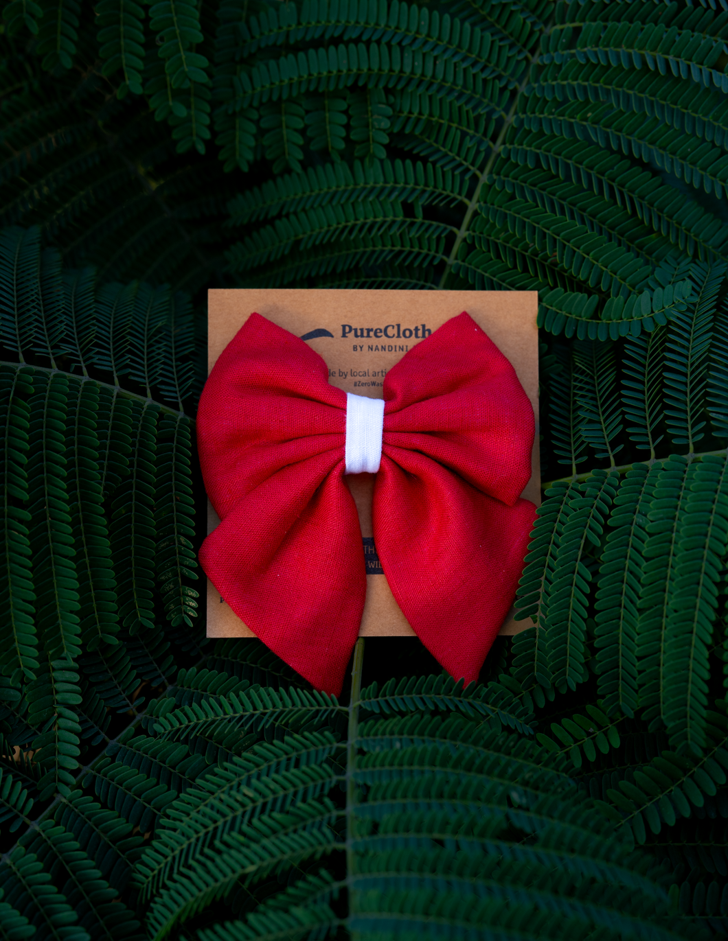 Red Cotton Linen Sailor Bow Clip