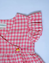 Load image into Gallery viewer, Blush Check Belle| Pink Check Wrap Dress
