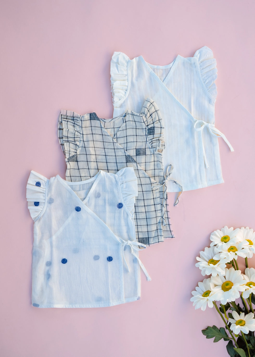 Newborn Jabla | Handwoven Mull Cotton | Jamdhani Elegance | Set of 3 | Girls