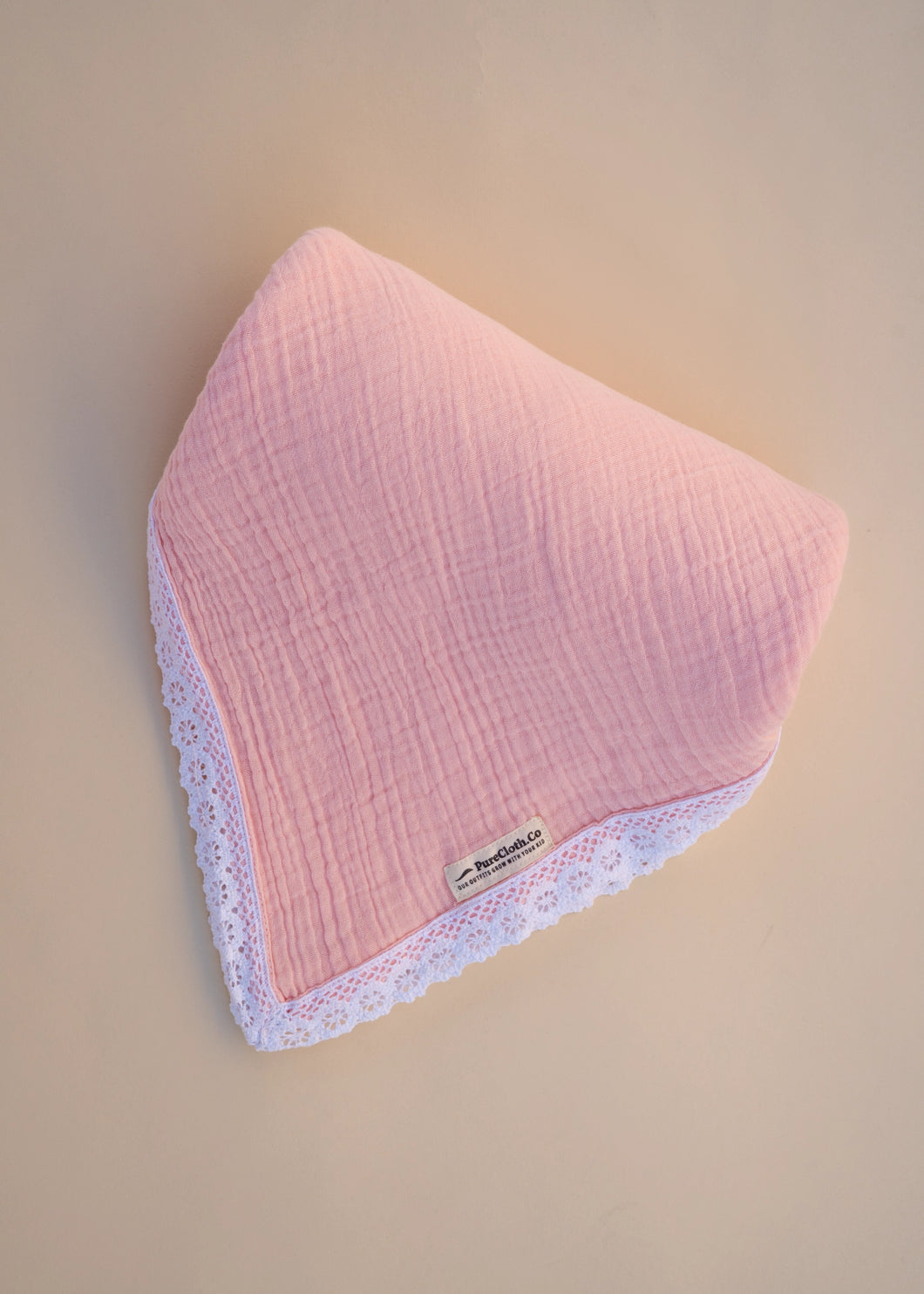 Organic Muslin Baby Swaddle/Blanket With Lace | Soft Pink Dream Wrap