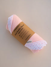 Load image into Gallery viewer, Organic Muslin Baby Swaddle/Blanket With Lace | Soft Pink Dream Wrap
