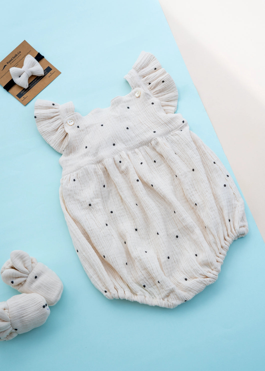 Organic Cotton Baby Romper for Girls - Polka