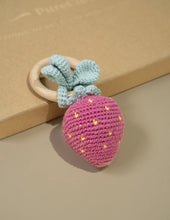 Load image into Gallery viewer, Hand-Crocheted Strawberry Rattle Teether | Pink
