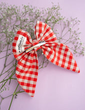 Load image into Gallery viewer, Ruby Gingham Charm Bow | Big Bow Hair Clip | Red
