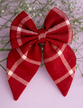 Load image into Gallery viewer, Royal Maroon Check Big Bow | Hair Clip
