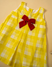 Load image into Gallery viewer, Vintage Bow Dress for Girls | Yellow Check
