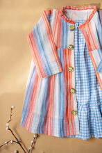 Load image into Gallery viewer, Winter Merry Jacket and Sun Dress | Blue and Red Stripe | Cotton
