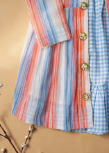 Load image into Gallery viewer, Winter Merry Jacket and Sun Dress | Blue and Red Stripe | Cotton
