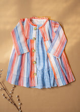 Load image into Gallery viewer, Winter Merry Jacket and Sun Dress | Blue and Red Stripe | Cotton
