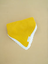 Load image into Gallery viewer, Lace-Trimmed Organic Cotton Swaddle Blanket | Mustard Yellow
