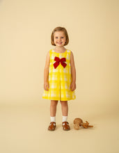 Load image into Gallery viewer, Vintage Bow Dress for Girls | Yellow Check
