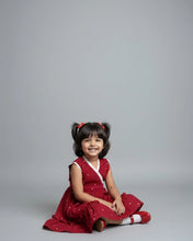 Load image into Gallery viewer, Red Cotton Christmas Dress for Girls - Lace Frock
