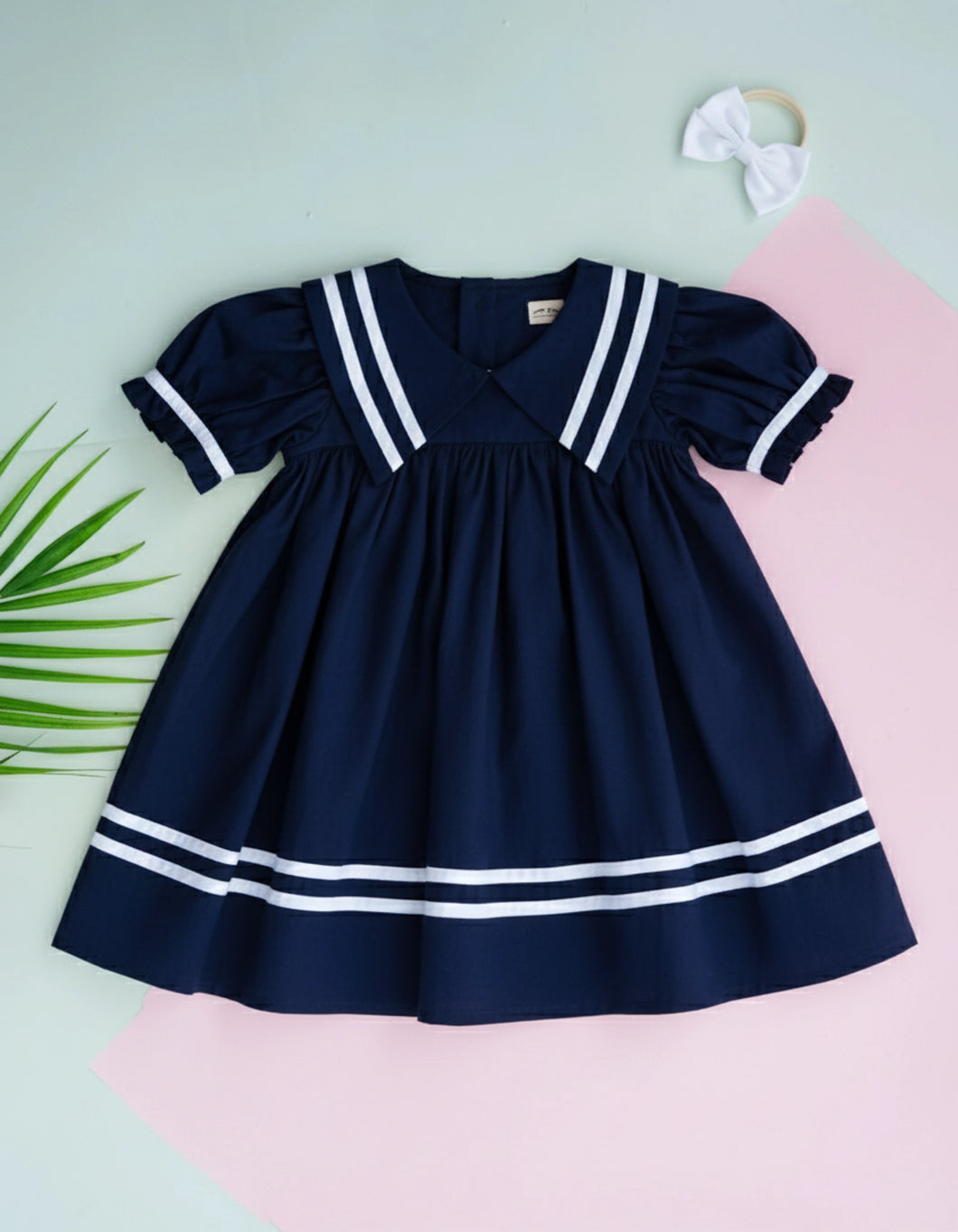 Sailor Dress for Girls Cotton - Indigo