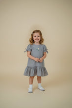 Load image into Gallery viewer, Grey Meadow Blossom Cotton Frock for Girls | Hand Embroidered
