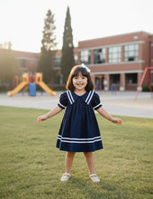 Load image into Gallery viewer, Sailor Dress for Girls Cotton - Indigo
