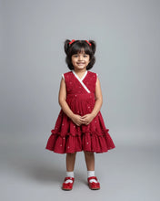 Load image into Gallery viewer, Red Cotton Christmas Dress for Girls - Lace Frock
