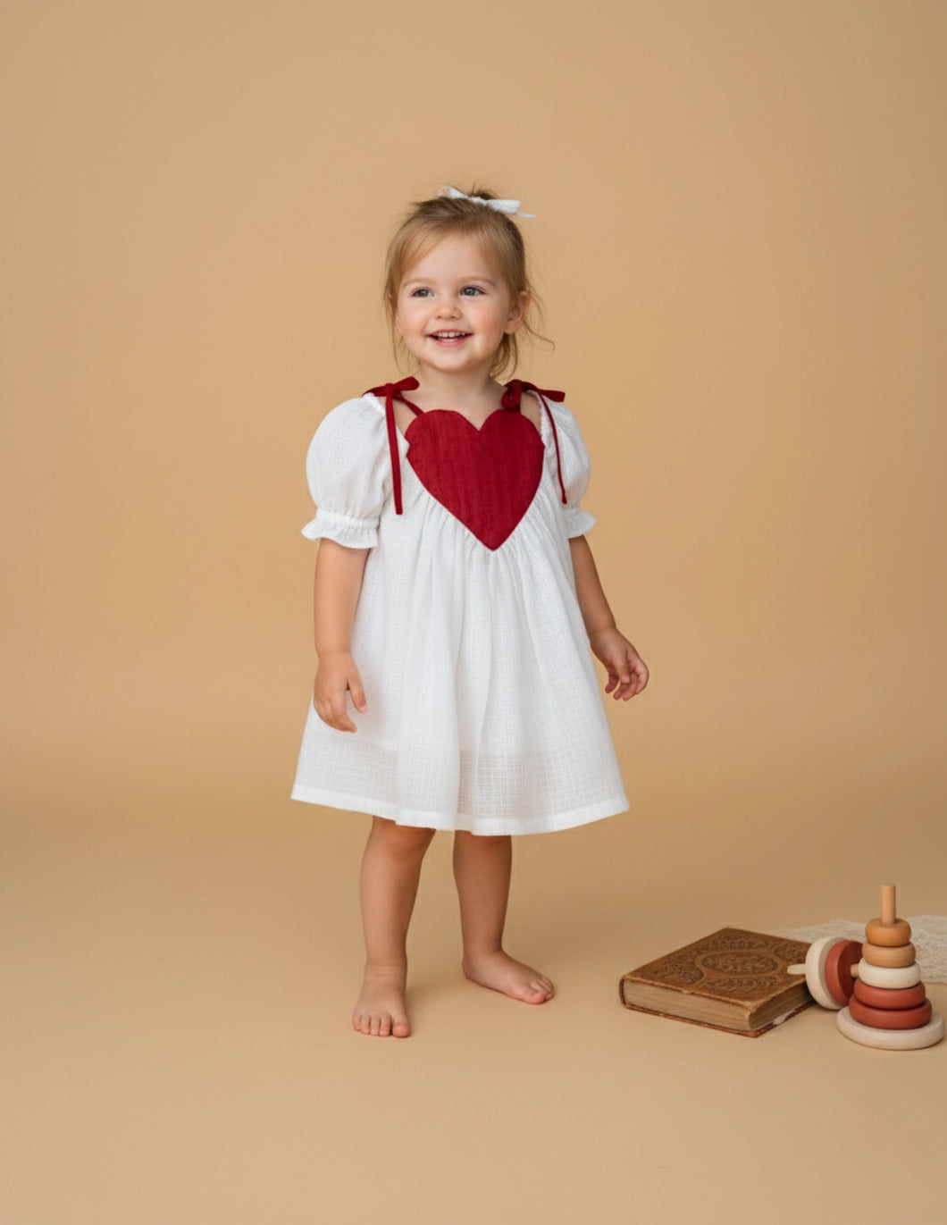 Kota Silk Heart Dress | White Baby Dress | Pure Silk