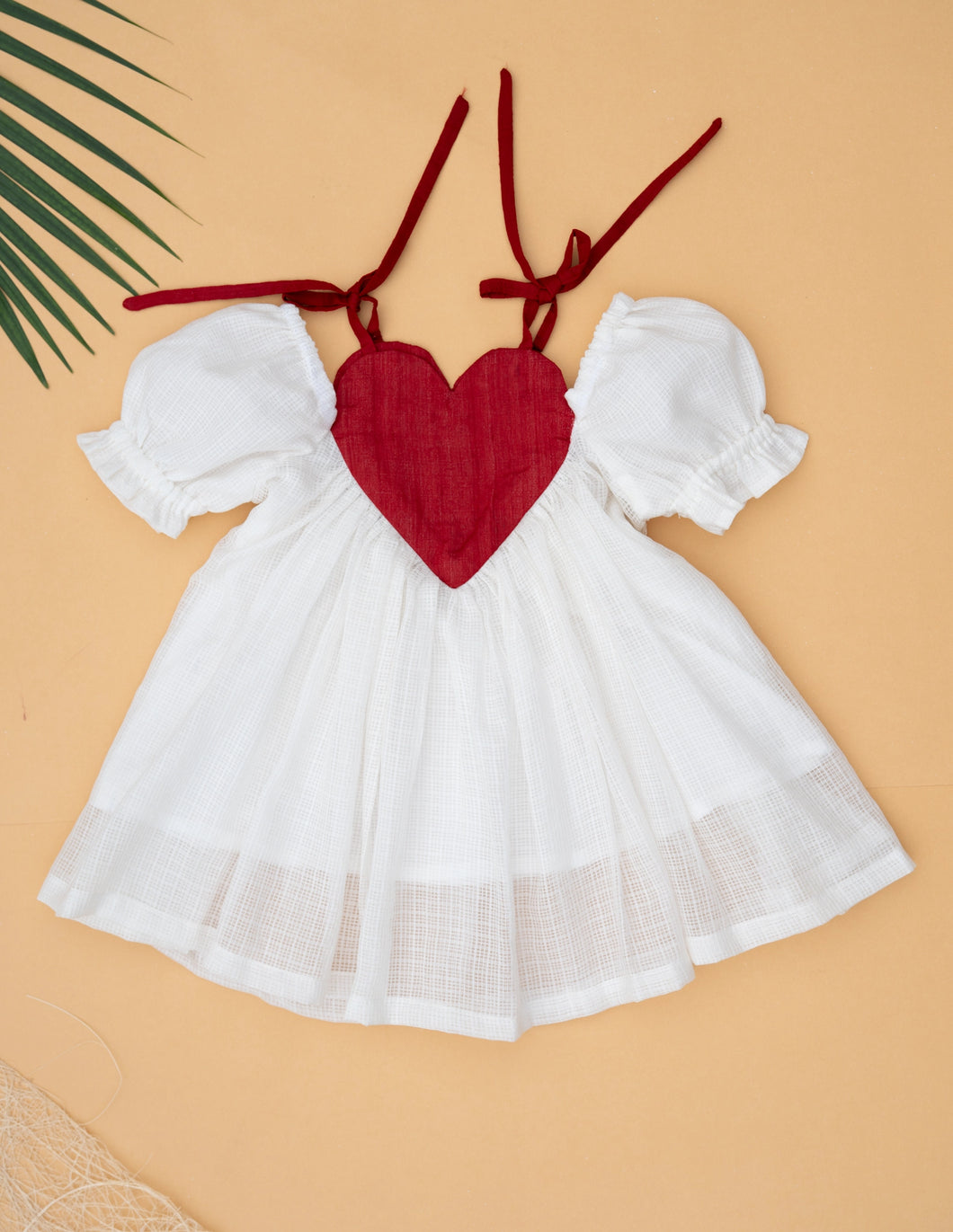 Kota Silk Heart Dress | White Baby Dress | Pure Silk