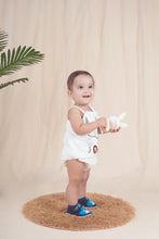 Load image into Gallery viewer, Jungle Pals Playsuit | Cotton Muslin Baby Romper | White
