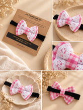 Load image into Gallery viewer, Newborn Mini Bow | Hair Clips | Headband | Pink Check
