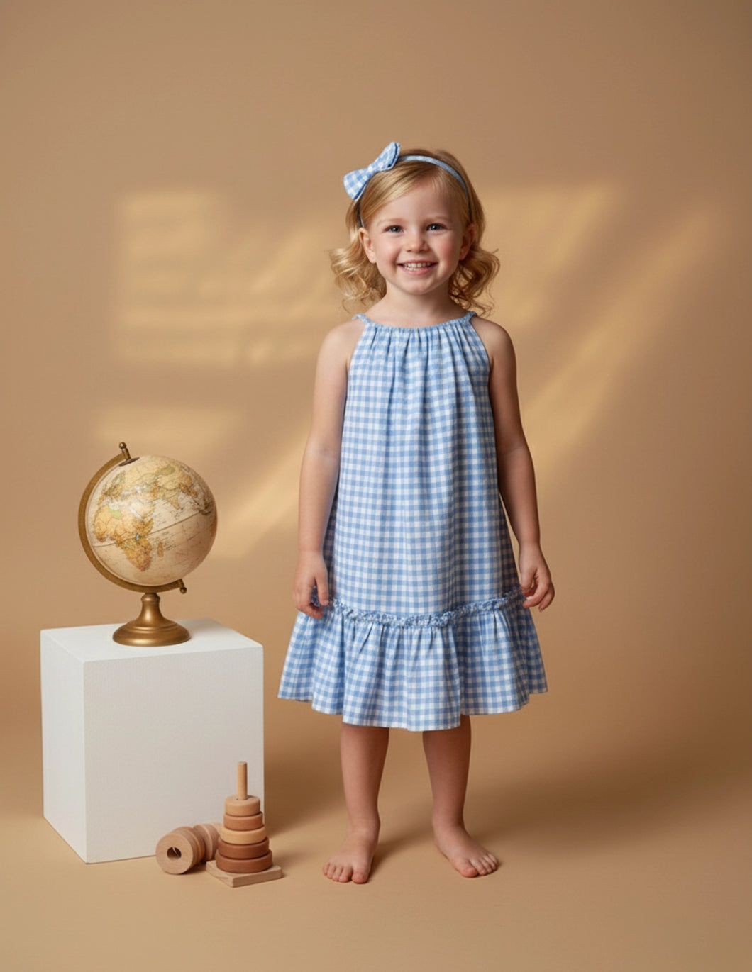 Sky Breeze Blue Check Summer Dress