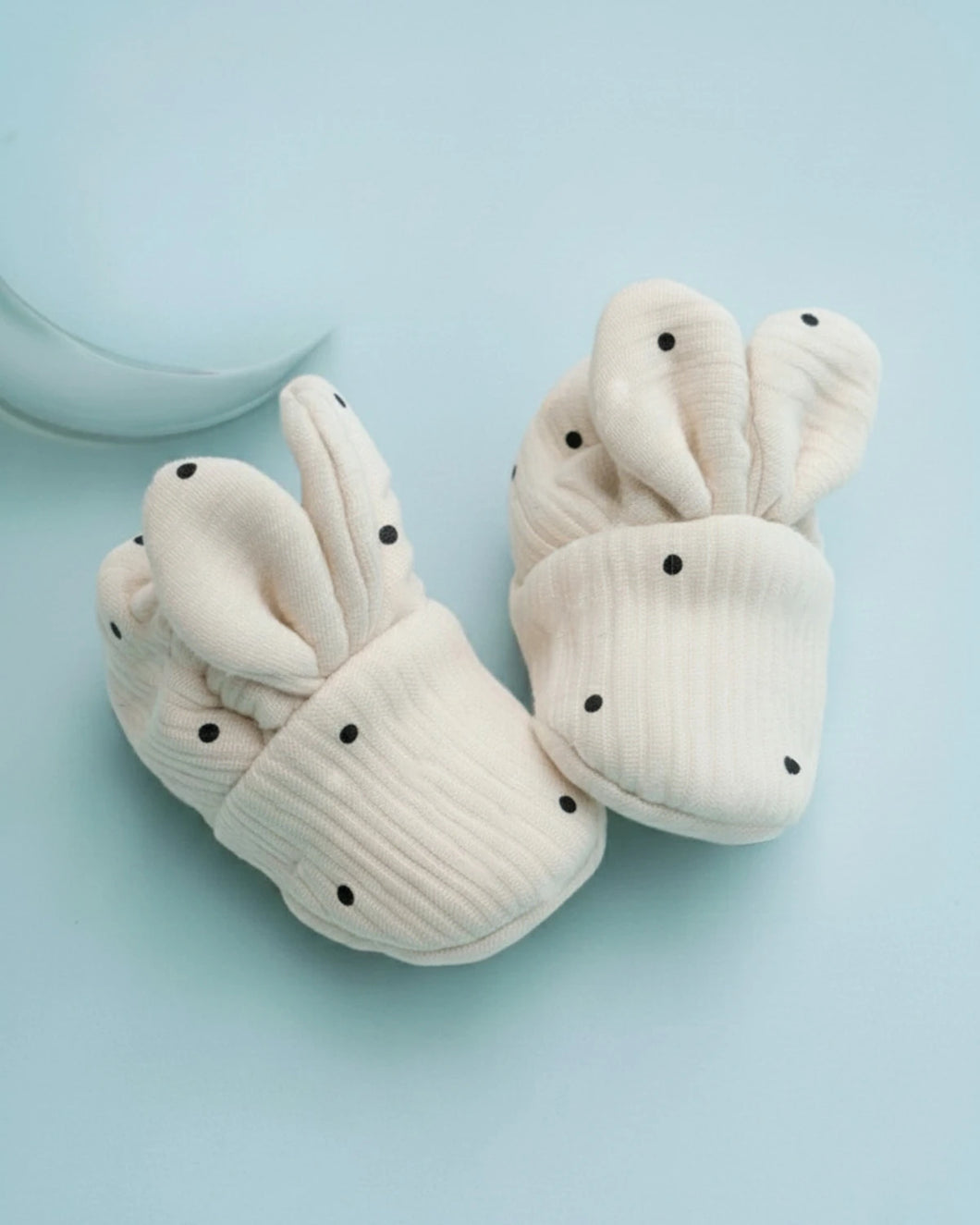 Bunny Booties - Off-White Polka Dot