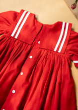 Load image into Gallery viewer, Sailor Dress for Girls | Cotton | Red
