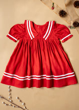 Load image into Gallery viewer, Sailor Dress for Girls | Cotton | Red
