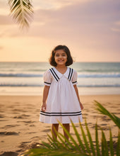 Load image into Gallery viewer, Sailor Dress for Girls | Cotton | White
